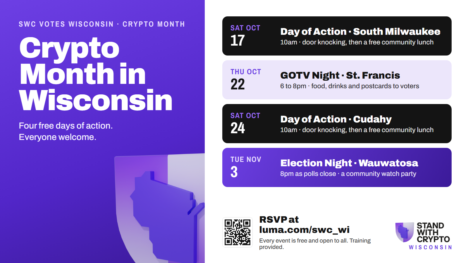 Free community days of action come to Milwaukee County for Crypto Month